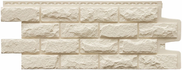 Фасадные полипропиленовые панели Гранд Лайн - коллекция Колотый камень, цвет Молочный