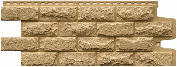 Фасадные полипропиленовые панели Гранд Лайн - коллекция Колотый камень, цвет Песочный