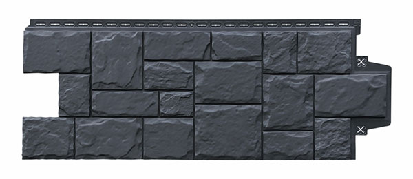 Фасадные полипропиленовые панели Гранд Лайн - коллекция Крупный камень, цвет Графит