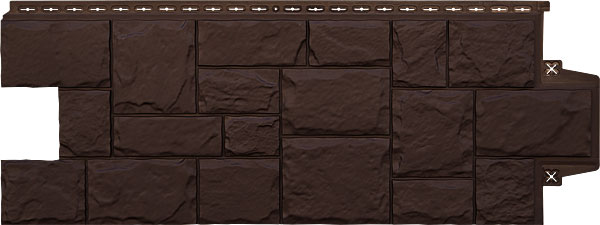 Фасадные полипропиленовые панели Гранд Лайн - коллекция Крупный камень, цвет Коричневый