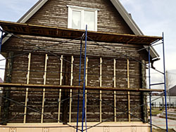 с. Велегож - блок-хаус Docke, цвет Сливки, углы и фасадные панели Docke Burg, цвет Темный - фото 3