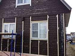 с. Велегож - блок-хаус Docke, цвет Сливки, углы и фасадные панели Docke Burg, цвет Темный - фото 4
