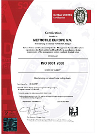 Сертификат на композитную черепицу Metrotile